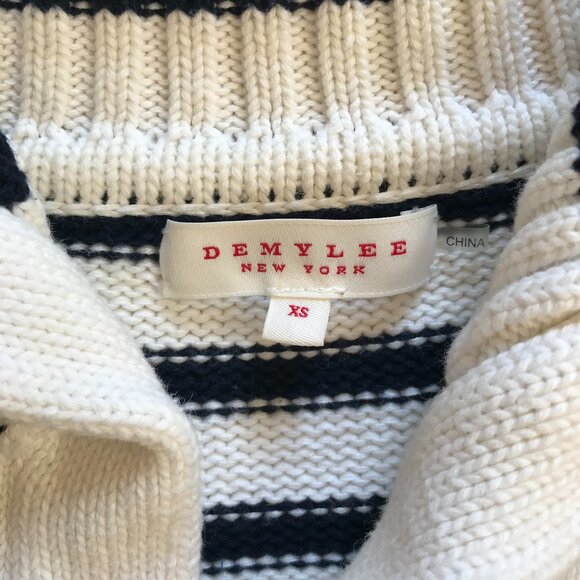 Demylee Keegan Gryta Stripe Sweater Womens XS Blue White Cotton Knit Pullover - Picture 5 of 12